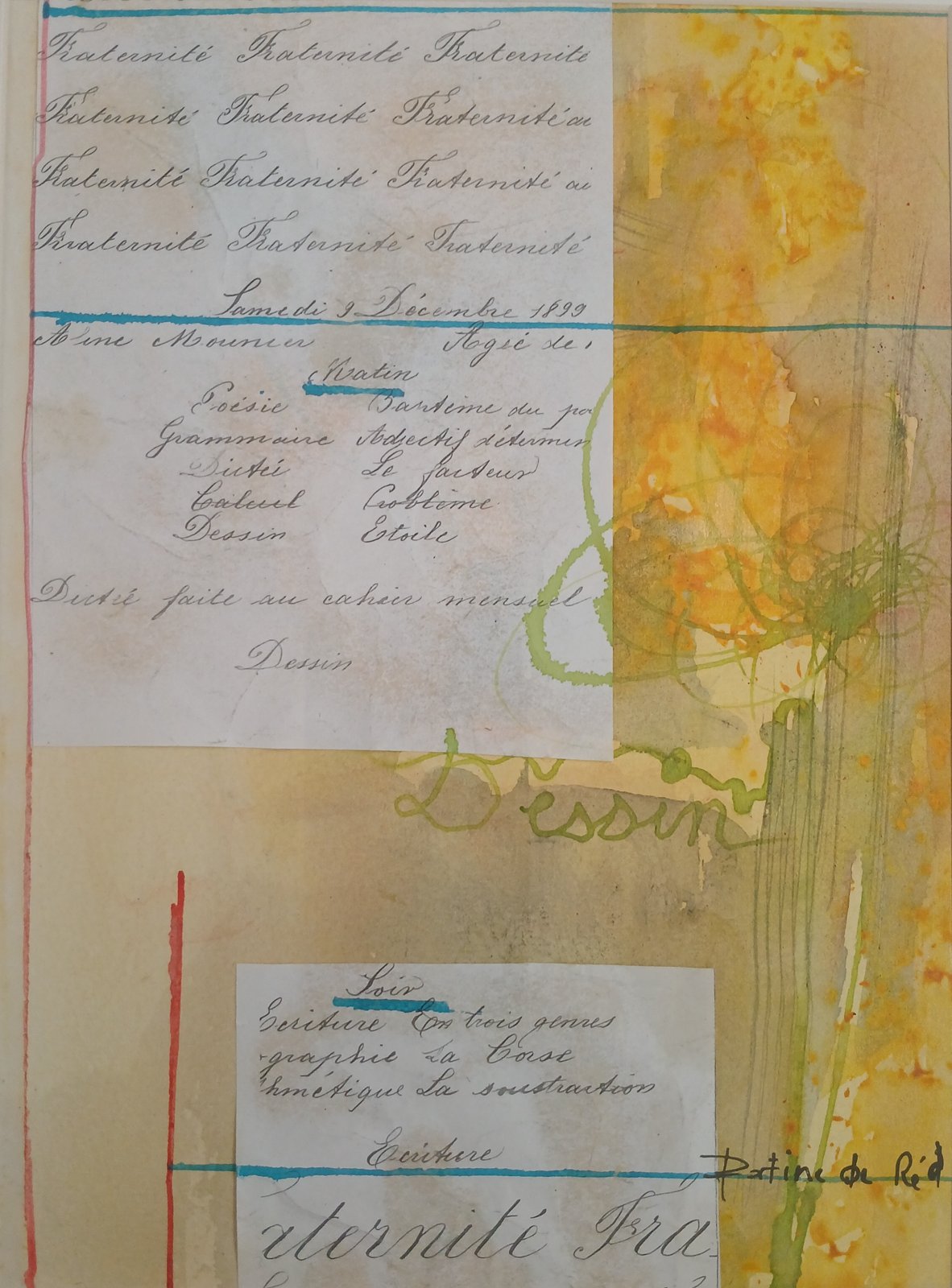 L'école en 1899, collage encadré