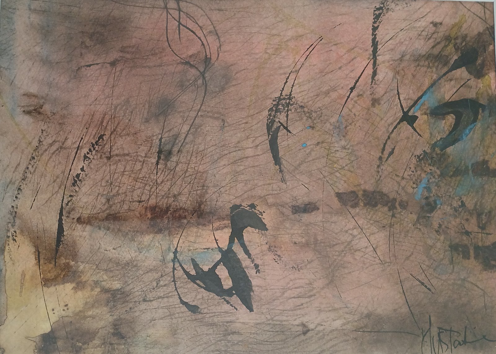 Empreintes, aquarelle encadrée